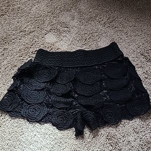 Black Floral Lace Shorts